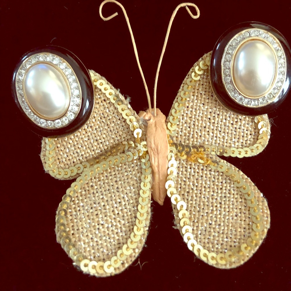 Vintage Clip-on Pearl & Crystal Gem Earrings